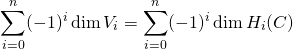 \[\sum_{i=0}^{n}(-1)^i\dim V_i = \sum_{i=0}^{n}(-1)^i\dim H_i(C)\]